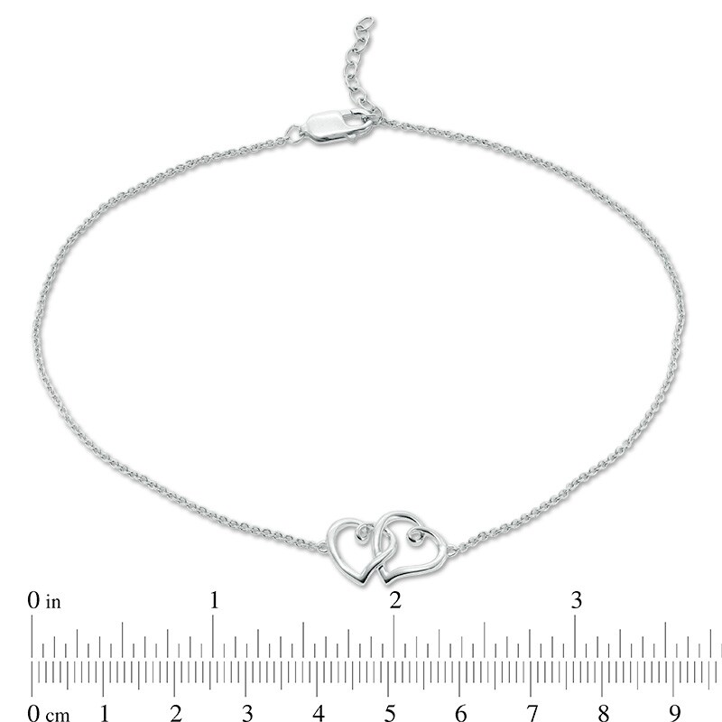 Main Image 3 of Previously Owned - Interlocking Loop Hearts Anklet in Sterling Silver - 10"
