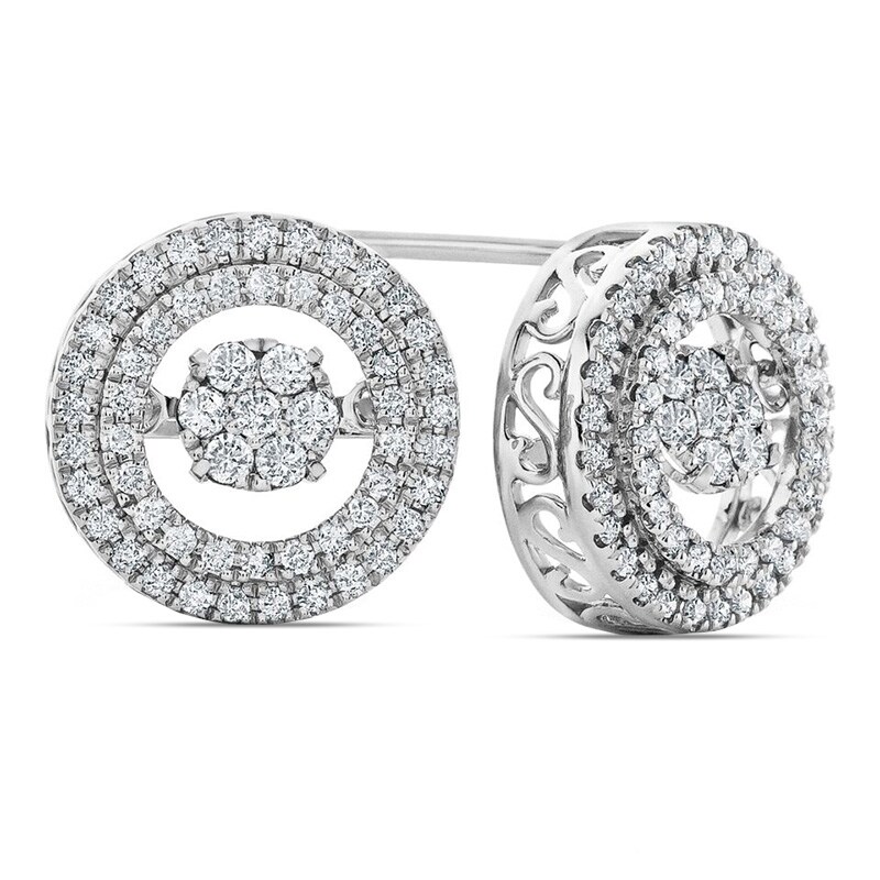 Main Image 1 of Previously Owned - 5/8 CT. T.W. Composite Diamond Double Frame Stud Earrings in 10K White Gold