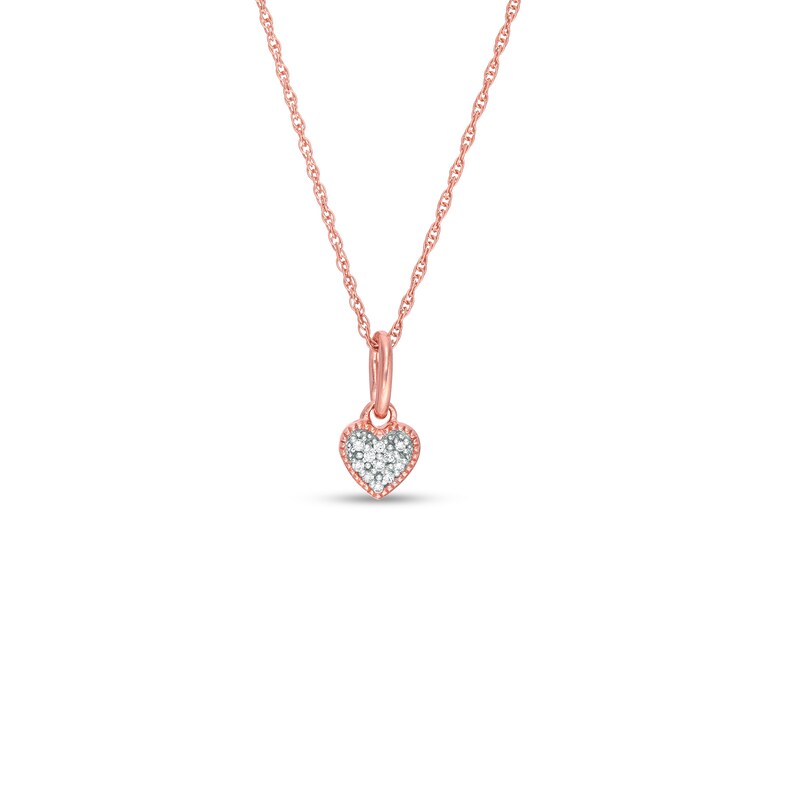 Main Image 1 of Previously Owned - Diamond Accent Heart Vintage-Style Pendant in 10K Rose Gold