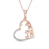 Thumbnail Image 1 of Previously Owned - 1/10 CT. T.W. Scattered Diamond Tilted Heart Oultline Pendant in 10K Rose Gold