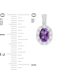 Thumbnail Image 2 of Previously Owned - Oval Amethyst and Lab-Created White Sapphire Frame Vintage-Style Drop Earrings in Sterling Silver
