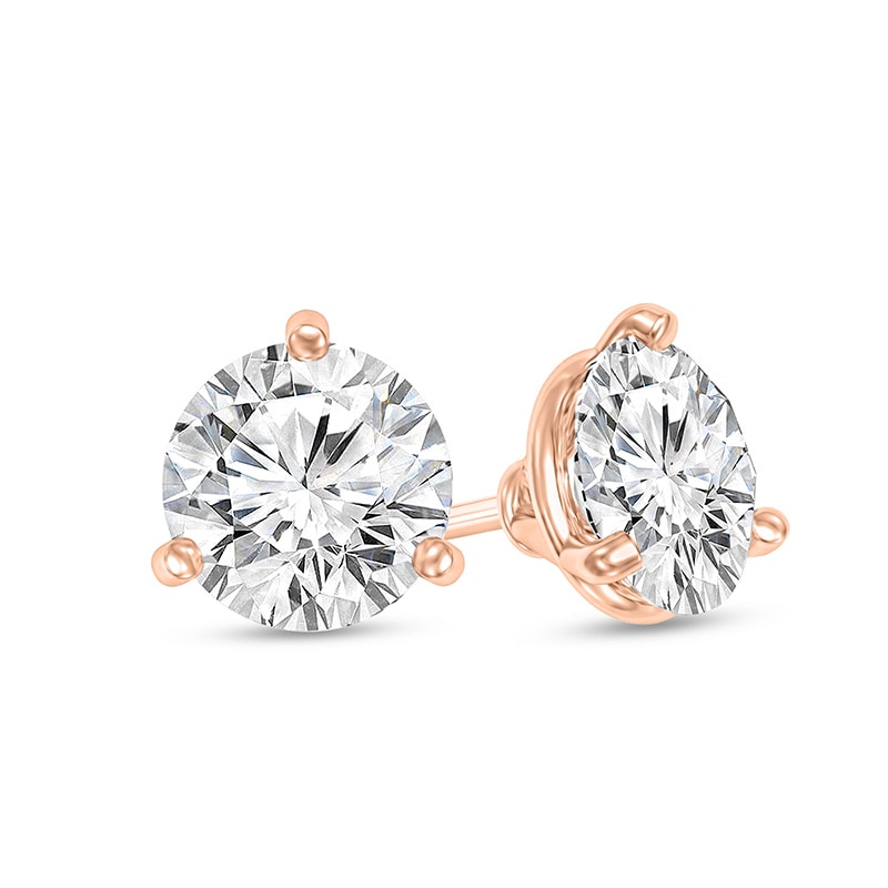 Main Image 1 of Previously Owned - 1/2 CT. T.W. Diamond Solitaire Stud Earrings in 14K Rose Gold (I/VS2)