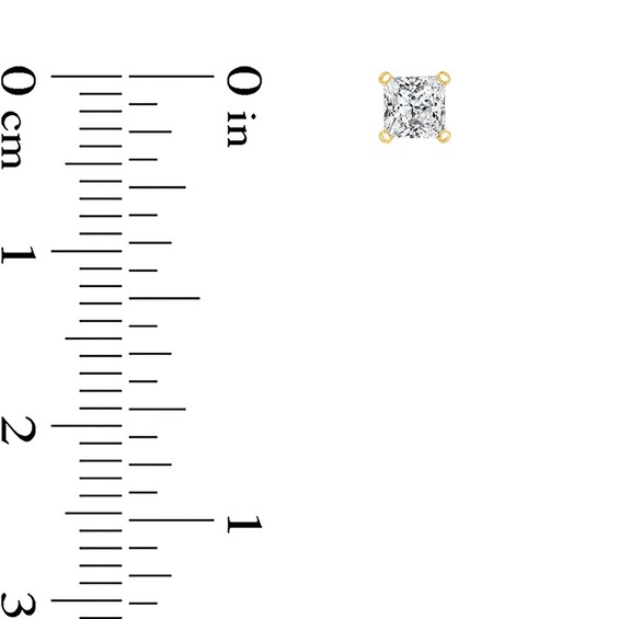 Previously Owned - 1/2 CT. T.w. Princess-Cut Diamond Solitaire Stud Earrings in 14K Gold (I/Si2)