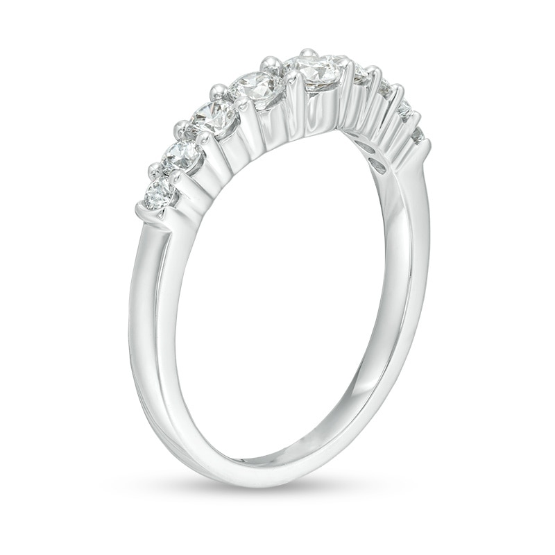 Previously Owned - 1/2 CT. T.W. Diamond Contour Wedding Band in 14K White Gold