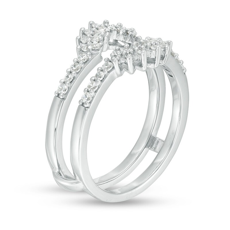Main Image 2 of Previously Owned - 1/3 CT. T.W. Diamond Floral Ring Solitaire Enhancer in 10K White Gold