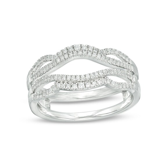 Previously Owned - 1/4 CT. T.w. Diamond Wavy Split Shank Ring Solitaire Enhancer in 10K White Gold