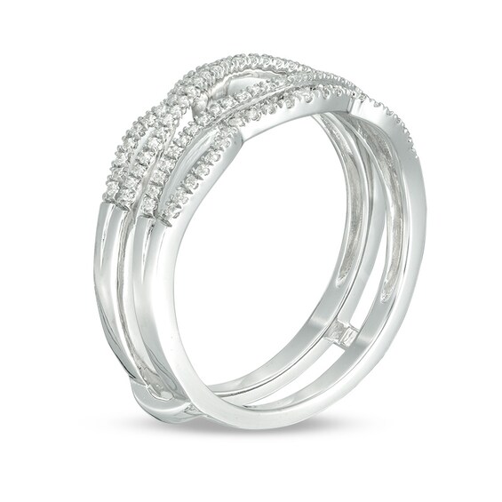 Previously Owned - 1/4 CT. T.w. Diamond Wavy Split Shank Ring Solitaire Enhancer in 10K White Gold