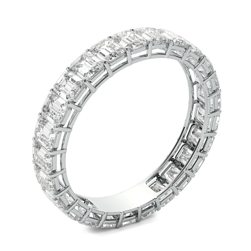 Main Image 2 of Previously Owned - 3 CT. T.W. Emerald-Cut Diamond Eternity Band in Platinum