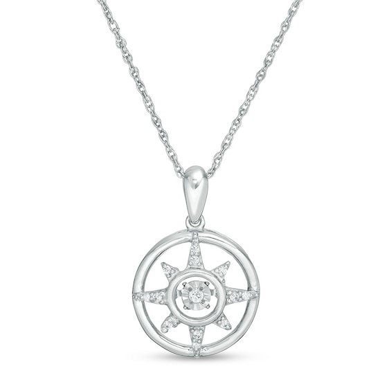 Previously Owned - 1/20 CT. T.w. Diamond Compass Pendant in Sterling Silver