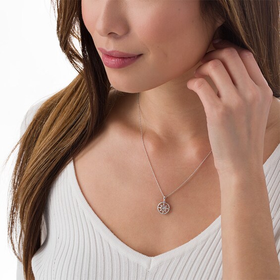 Previously Owned - 1/20 CT. T.w. Diamond Compass Pendant in Sterling Silver