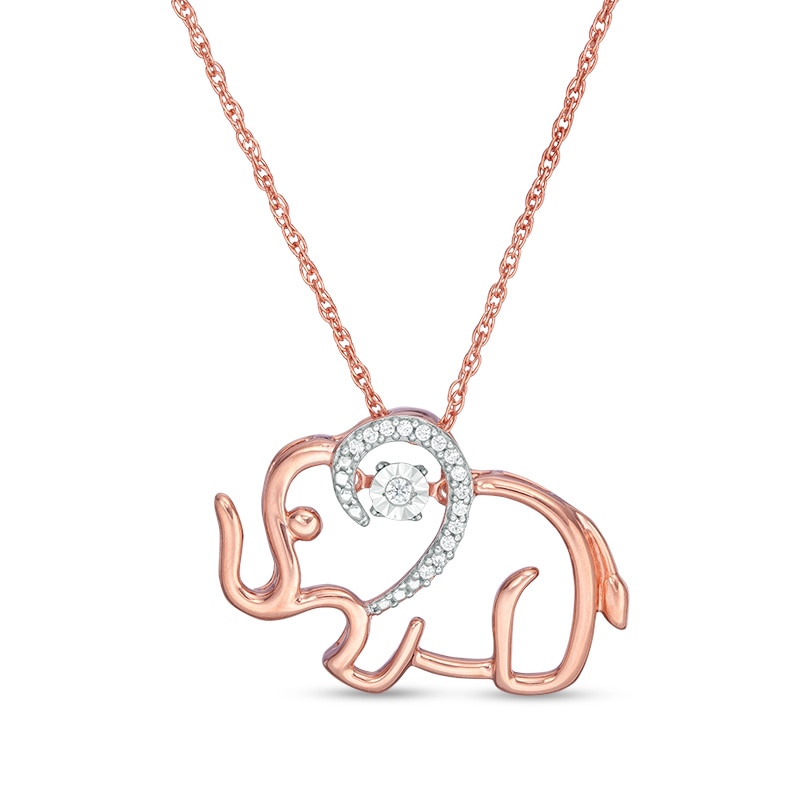 Main Image 1 of Previously Owned - 1/15 CT. T.W. Diamond Elephant Pendant in Sterling Silver with 14K Rose Gold Plate
