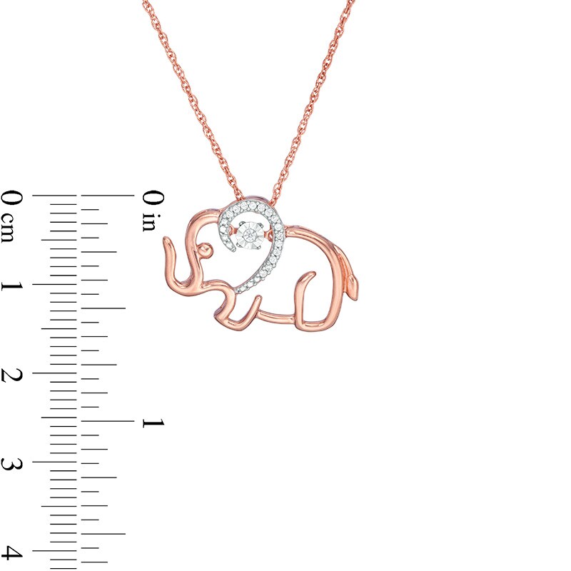 Main Image 3 of Previously Owned - 1/15 CT. T.W. Diamond Elephant Pendant in Sterling Silver with 14K Rose Gold Plate