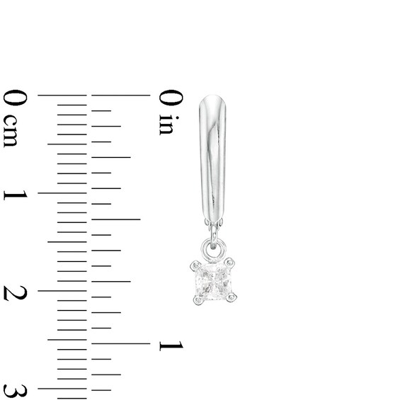 Previously Owned - 1/2 CT. T.w. Princess-Cut Diamond Solitaire Leverback Earrings in 14K White Gold (I/Vs2)