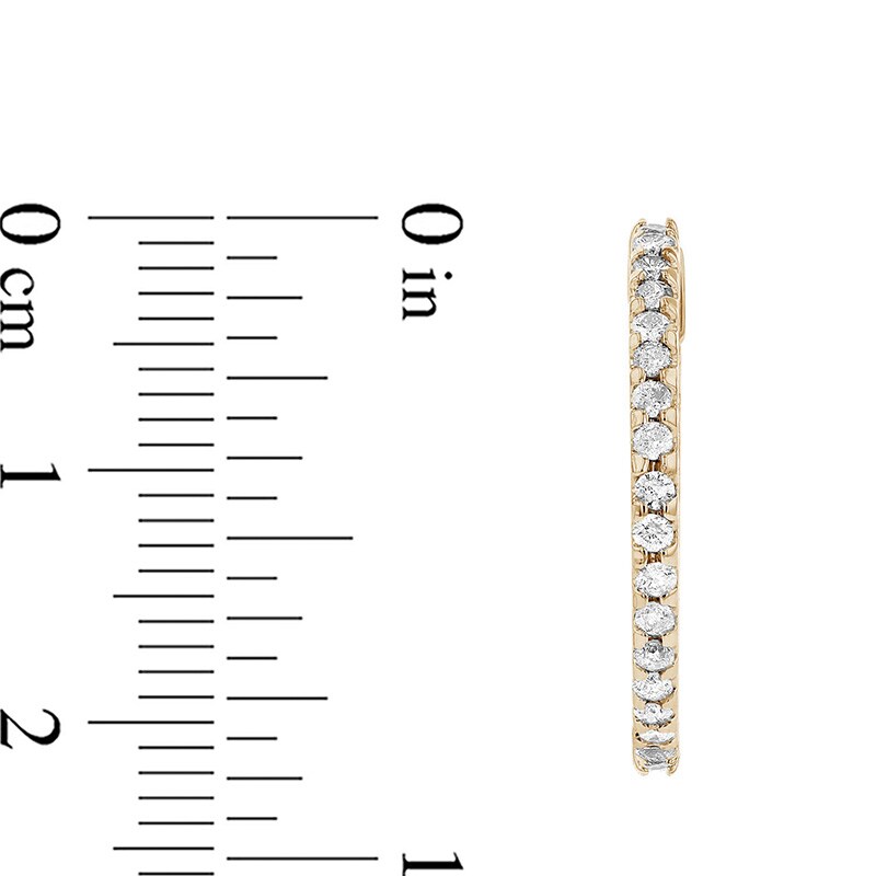 Main Image 2 of Previously Owned - 3/4 CT. T.W. Diamond Inside-Out Hoop Earrings in 14K Gold