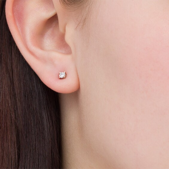 Previously Owned - 1/10 CT. T.w. Diamond Heart Prong Solitaire Stud Earrings in 10K Rose Gold