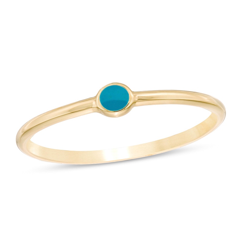 Main Image 1 of Previously Owned - Turquoise Enamel Circle Ring in 14K Gold