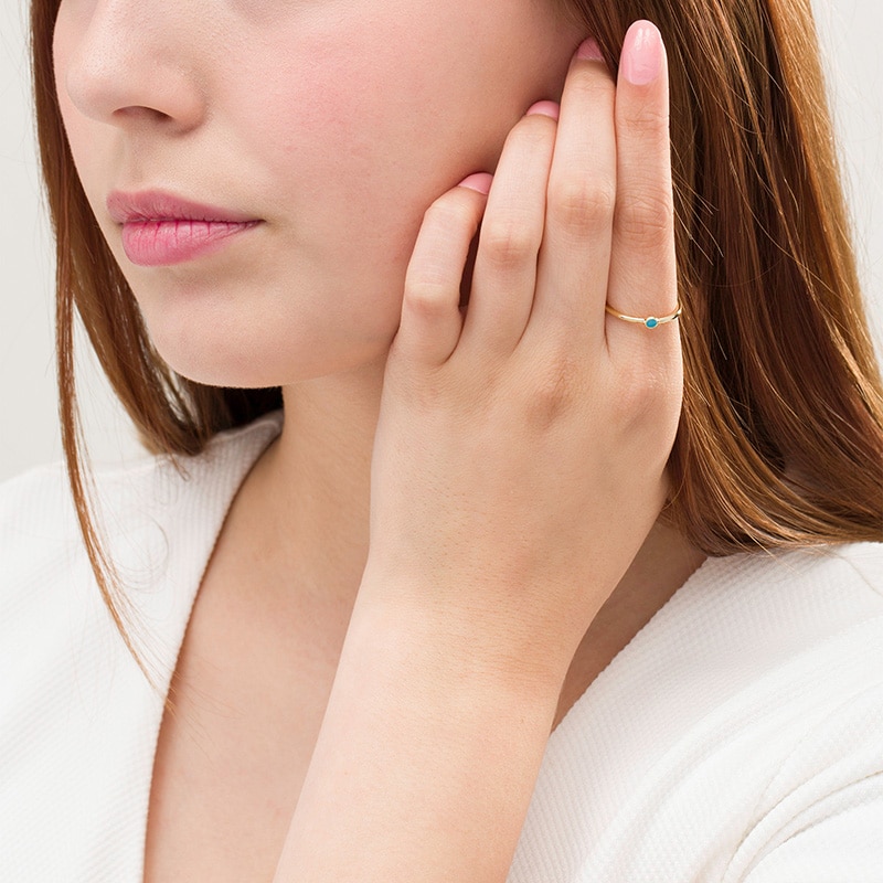 Main Image 2 of Previously Owned - Turquoise Enamel Circle Ring in 14K Gold