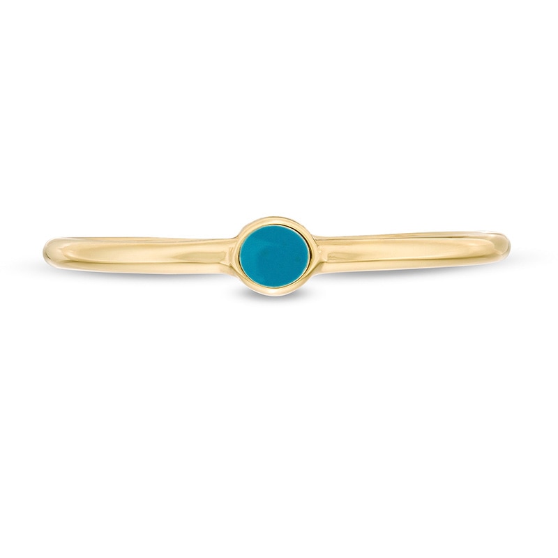 Main Image 4 of Previously Owned - Turquoise Enamel Circle Ring in 14K Gold