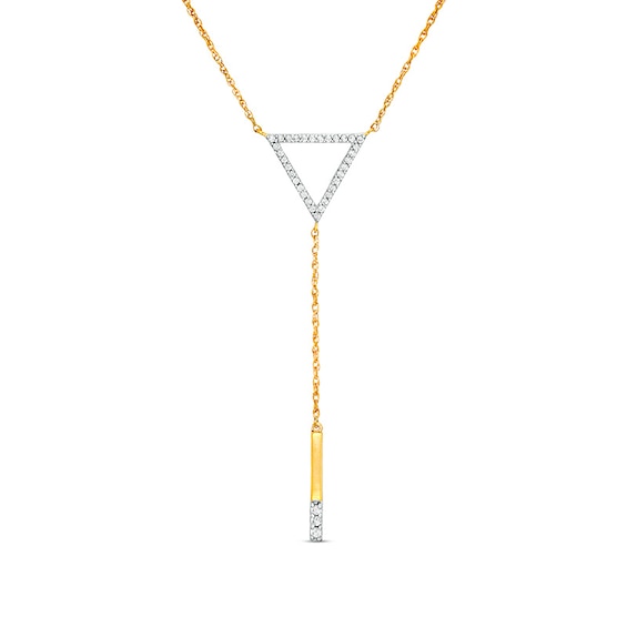 Previously Owned - 1/5 CT. T.w. Diamond Triangle Outline "Y" Necklace in 10K Gold - 19"