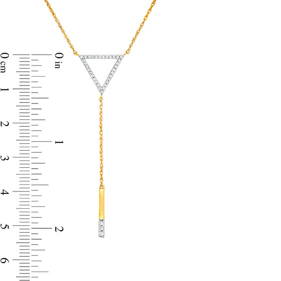 Previously Owned - 1/5 CT. T.w. Diamond Triangle Outline "Y" Necklace in 10K Gold - 19"