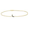 Thumbnail Image 1 of Previously Owned - Black Diamond Accent Crescent Moon Anklet in Sterling Silver with 14K Gold Plate - 10"