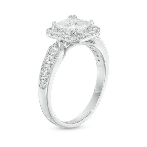 Previously Owned - 1-1/2 CT. T.w. Princess-Cut Diamond Frame Engagement Ring in 14K White Gold