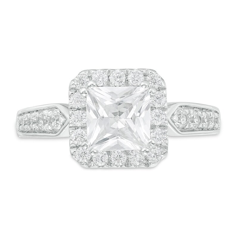 Main Image 4 of Previously Owned - 1-1/2 CT. T.W. Princess-Cut Diamond Frame Engagement Ring in 14K White Gold