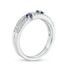 Thumbnail Image 3 of Previously Owned - Blue Sapphire and 1/3 CT. T.W. Diamond Double Row Orbit Ring in 14K White Gold