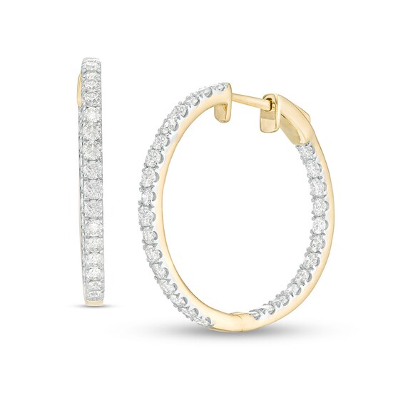 Previously Owned - 1-1/2 CT. T.w. Diamond Inside-Out Hoop Earrings in 14K Gold