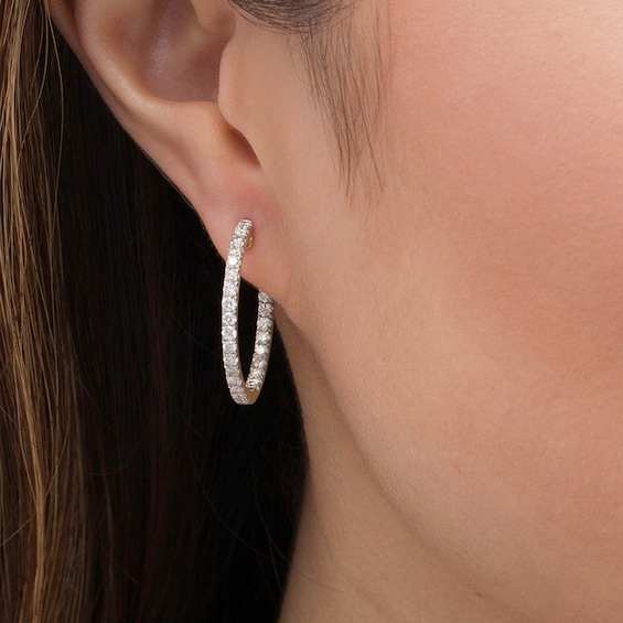 Previously Owned - 1-1/2 CT. T.w. Diamond Inside-Out Hoop Earrings in 14K Gold