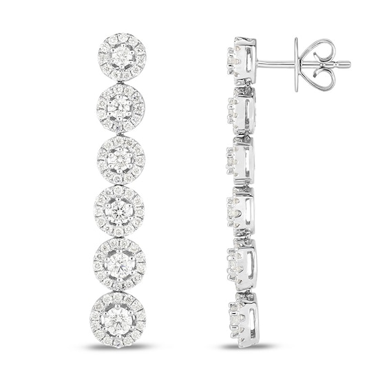 Previously Owned - 1-3/4 CT. T.w. Diamond Frame Dangle Drop Earrings in 18K White Gold