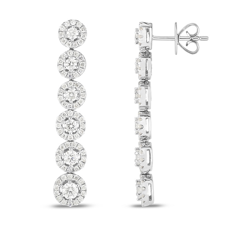 Main Image 1 of Previously Owned - 1-3/4 CT. T.W. Diamond Frame Dangle Drop Earrings in 18K White Gold