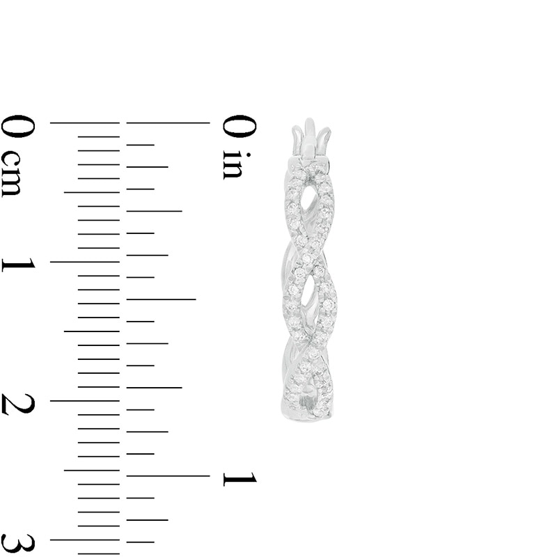 Main Image 3 of Previously Owned - 1/4 CT. T.W. Diamond Twist Hoop Earring in 10K White Gold