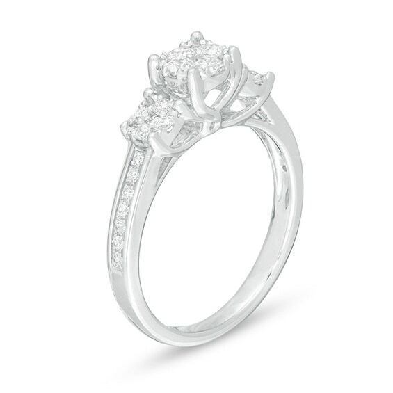 Previously Owned - 1/2 CT. T.w. Composite Diamond Three Stone Engagement Ring in 10K White Gold