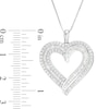 Thumbnail Image 3 of Previously Owned - 1 CT. T.W. Baguette and Round Diamond Double Row Heart Pendant in 10K White Gold