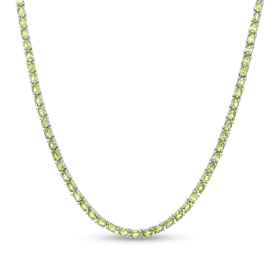 Previously Owned - Oval Peridot Line Necklace in Sterling Silver