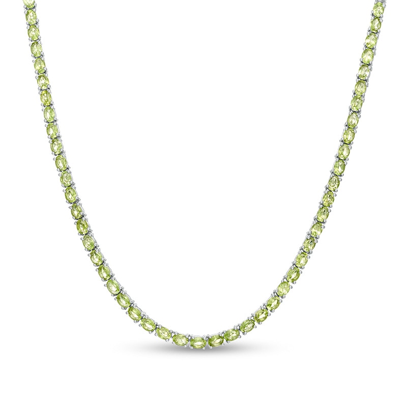 Main Image 1 of Previously Owned - Oval Peridot Line Necklace in Sterling Silver