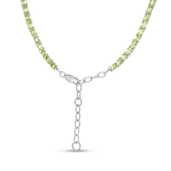 Previously Owned - Oval Peridot Line Necklace in Sterling Silver