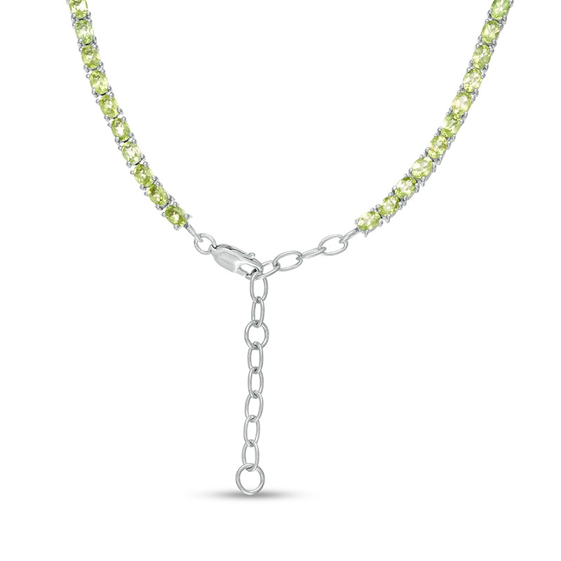 Main Image 3 of Previously Owned - Oval Peridot Line Necklace in Sterling Silver