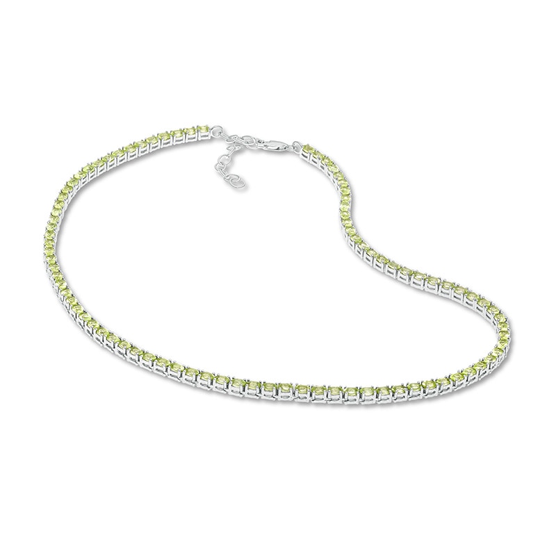 Main Image 4 of Previously Owned - Oval Peridot Line Necklace in Sterling Silver