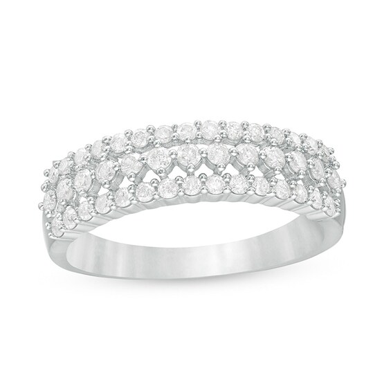 Previously Owned - 1/2 CT. T.w. Diamond Multi-Row Band in 10K White Gold