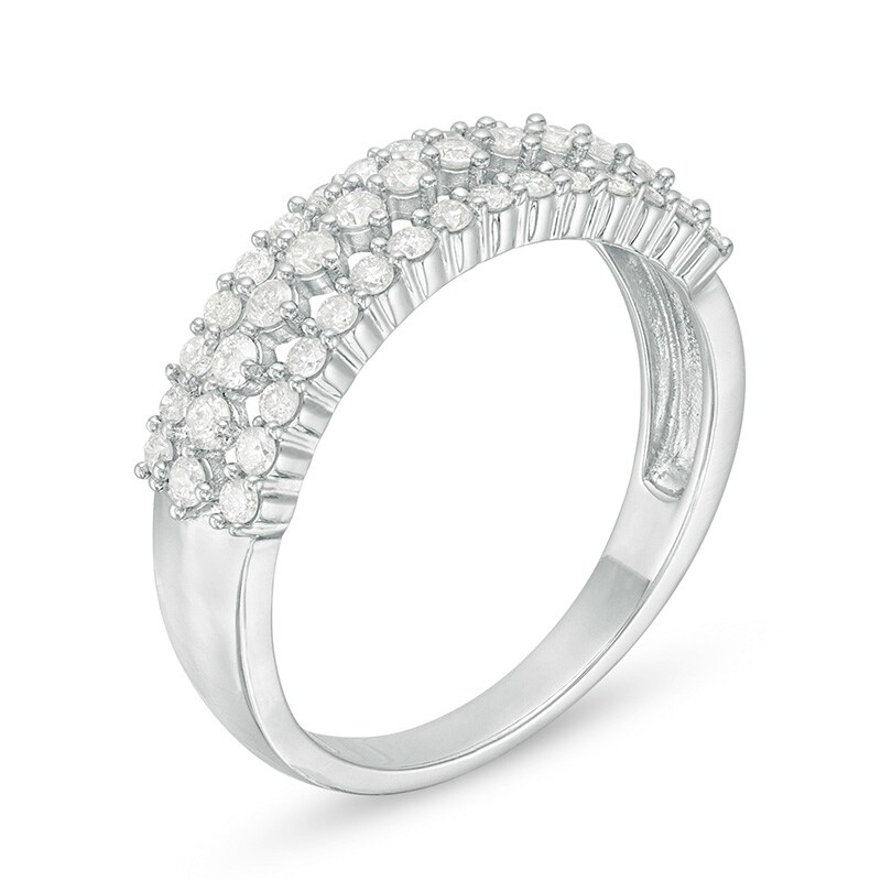 Main Image 3 of Previously Owned - 1/2 CT. T.W. Diamond Multi-Row Band in 10K White Gold