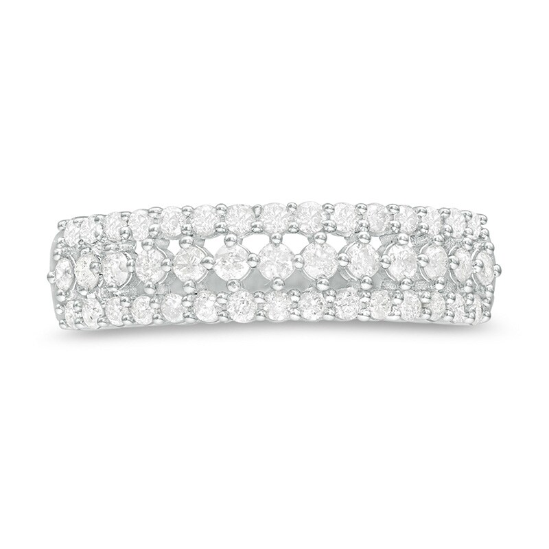 Main Image 4 of Previously Owned - 1/2 CT. T.W. Diamond Multi-Row Band in 10K White Gold