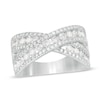 Thumbnail Image 1 of Previously Owned - 1-1/2 CT. T.W. Diamond Multi-Row Crossover Band in 10K White Gold