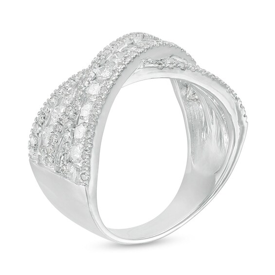 Previously Owned - 1-1/2 CT. T.w. Diamond Multi-Row Crossover Band in 10K White Gold