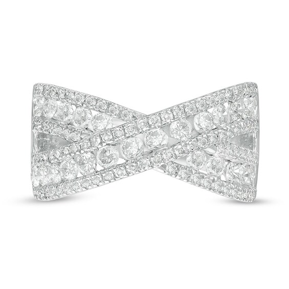 Previously Owned - 1-1/2 CT. T.w. Diamond Multi-Row Crossover Band in 10K White Gold