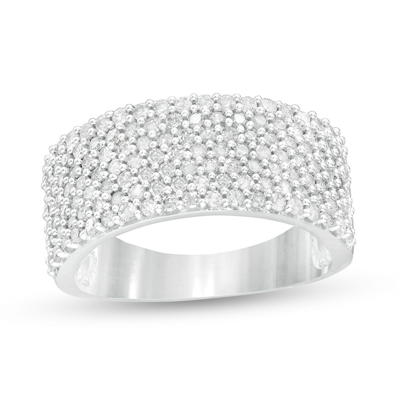 Main Image 1 of Previously Owned - 1 CT. T.W. Diamond Multi-Row Band in 10K White Gold