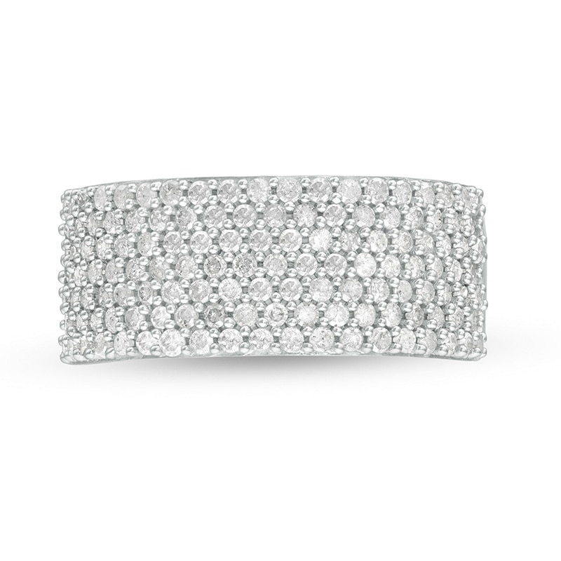 Main Image 4 of Previously Owned - 1 CT. T.W. Diamond Multi-Row Band in 10K White Gold