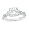 Thumbnail Image 1 of Previously Owned - White Lab-Created Sapphire and 1/10 CT. T.W. Diamond Tri-Sides Vintage-Style Ring in 10K White Gold