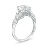 Thumbnail Image 3 of Previously Owned - White Lab-Created Sapphire and 1/10 CT. T.W. Diamond Tri-Sides Vintage-Style Ring in 10K White Gold